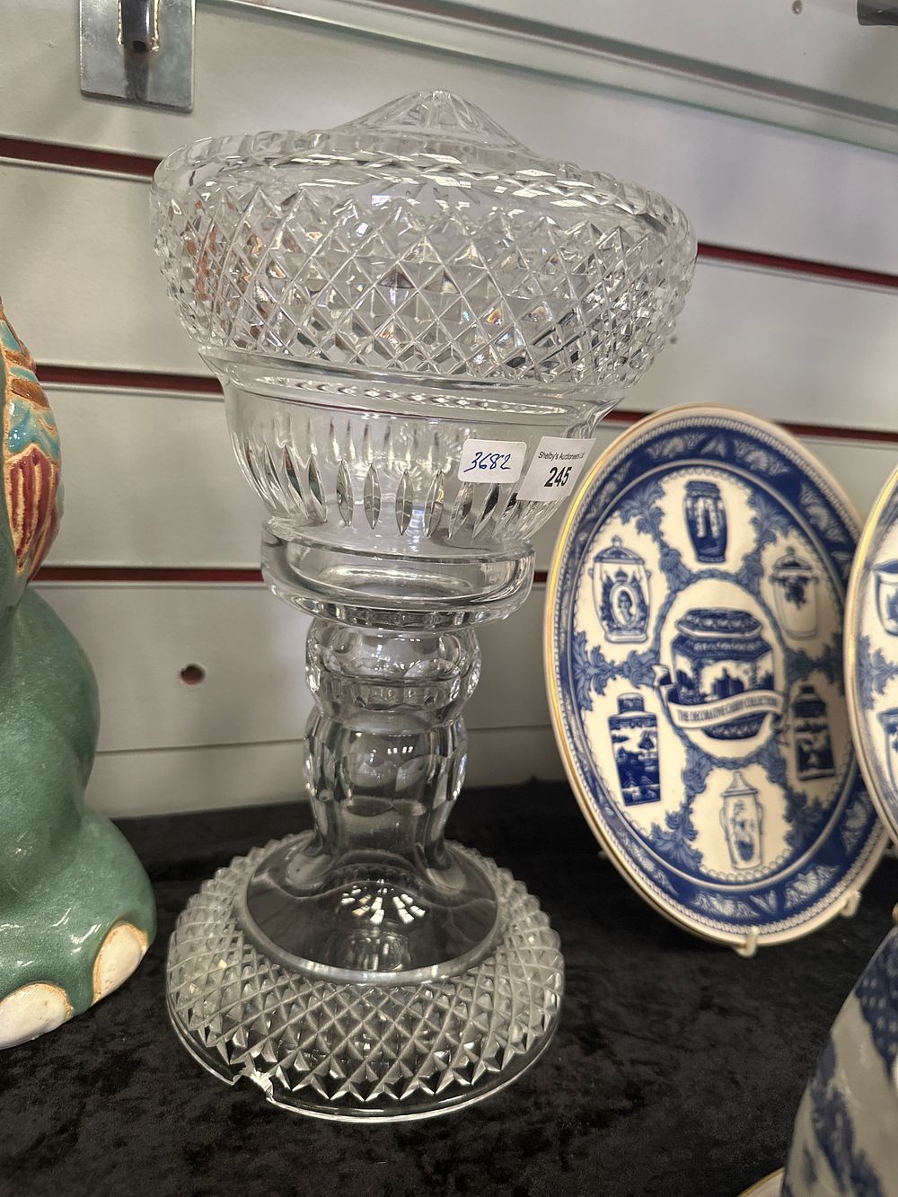 Lot 245: Large crystal table lamp needs wires and fixtures