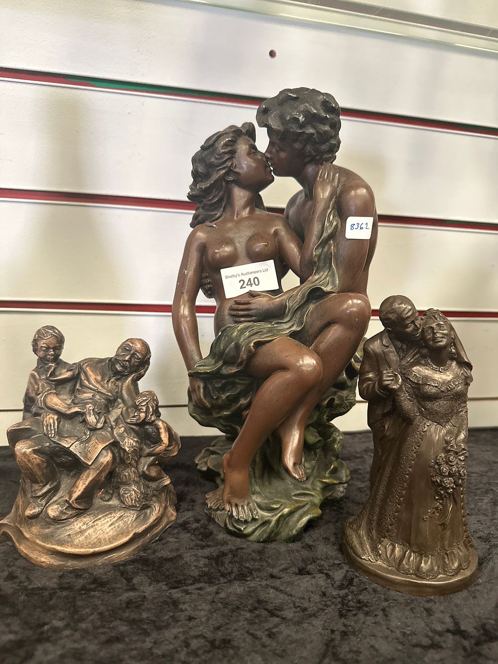 Lot 240: 3 x various resin figures lovers married couple etc