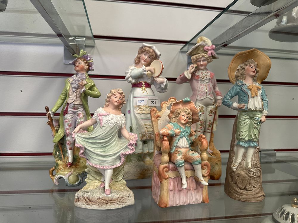 Lot 221: Selection of German bisque figures some have damage