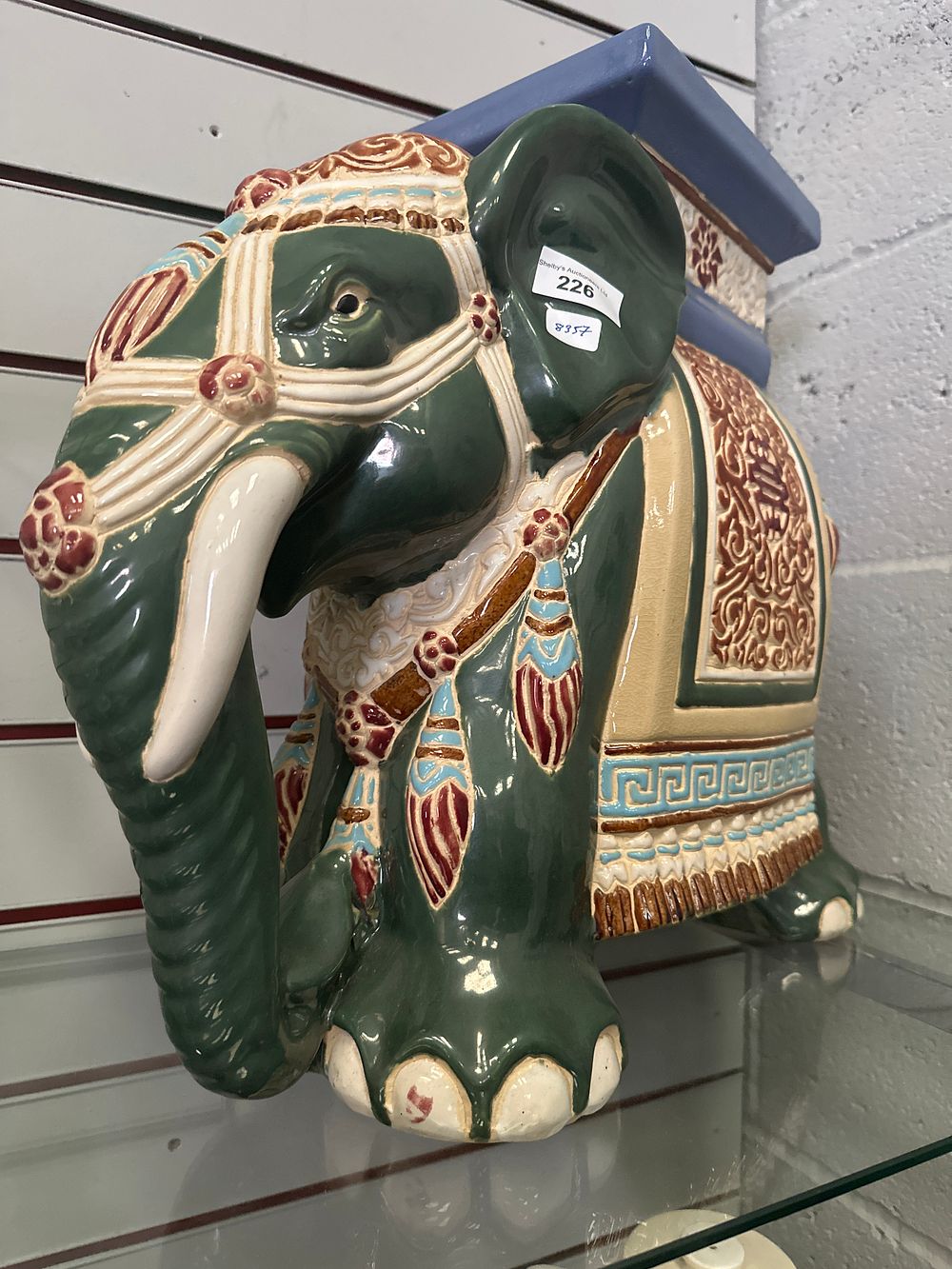 Lot 226: Large elephant pottery garden seat