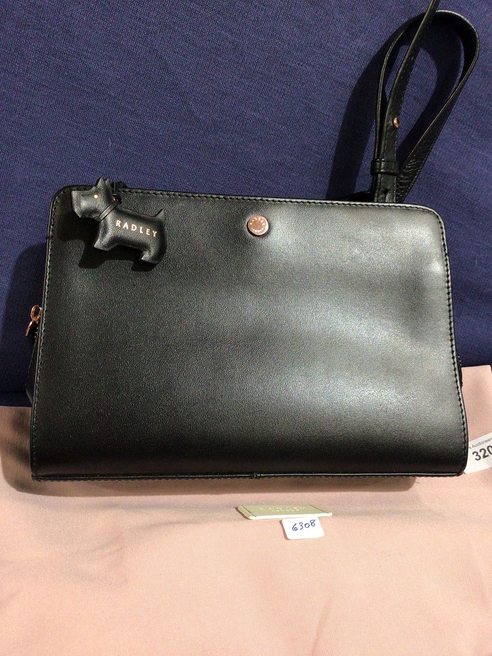 Lot 320: Ladies black leather radley handbag