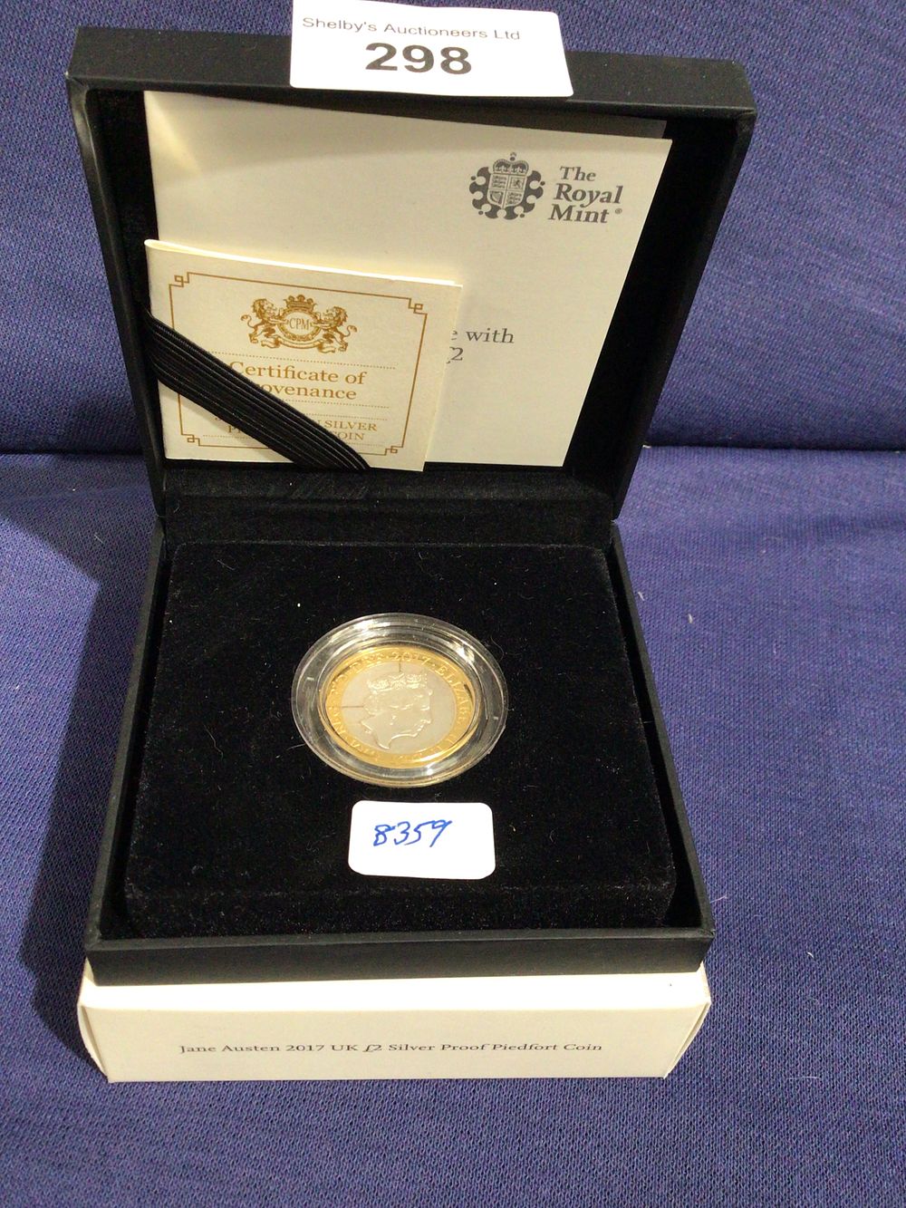 Lot 298: The royal mint Jane Austen uk silver proof piedfort coin in box complete