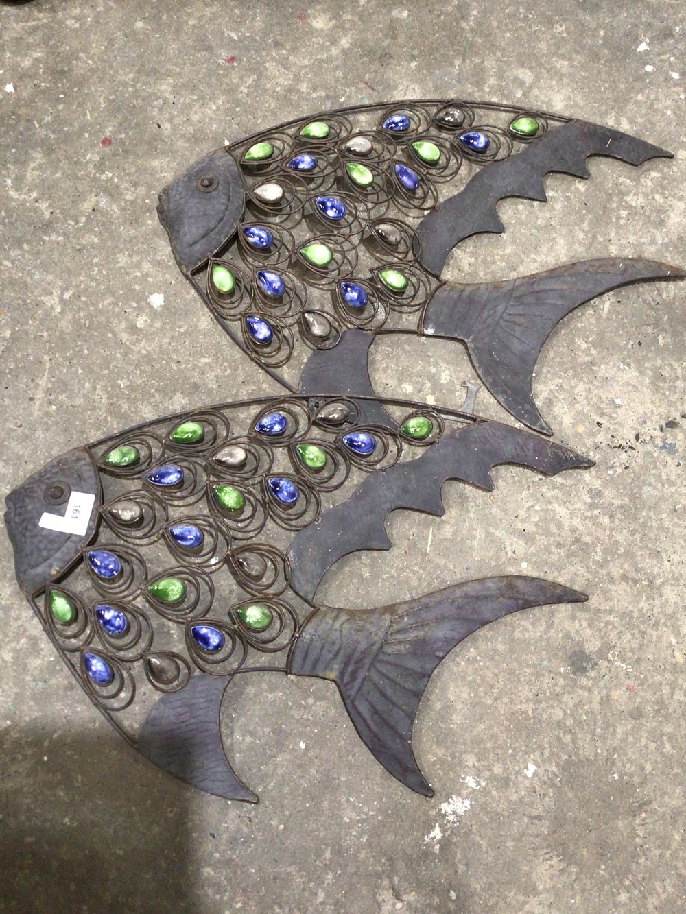 Lot 161: Pair of metal fish wall garden decorations