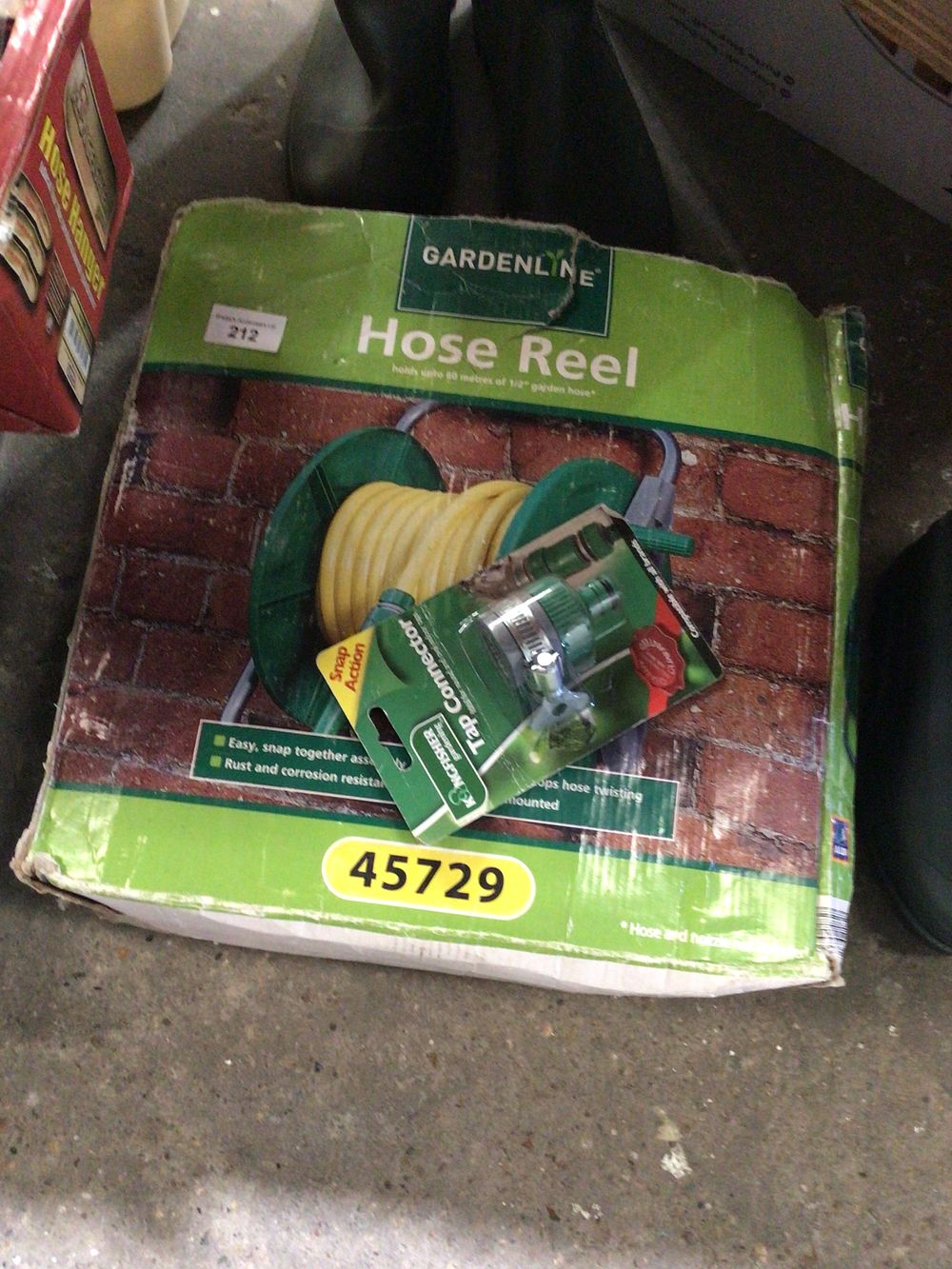 Lot 212: Garden line hose reel new in box with...