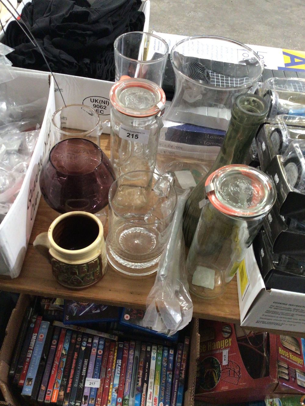 Lot 215: Selection of glass ware items jars etc