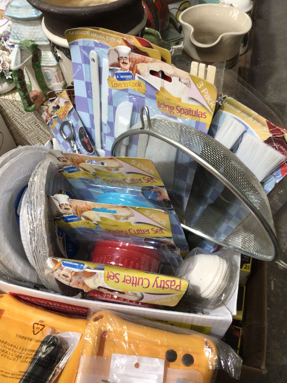 Lot 232: Selection of baking items with disposable plates etc