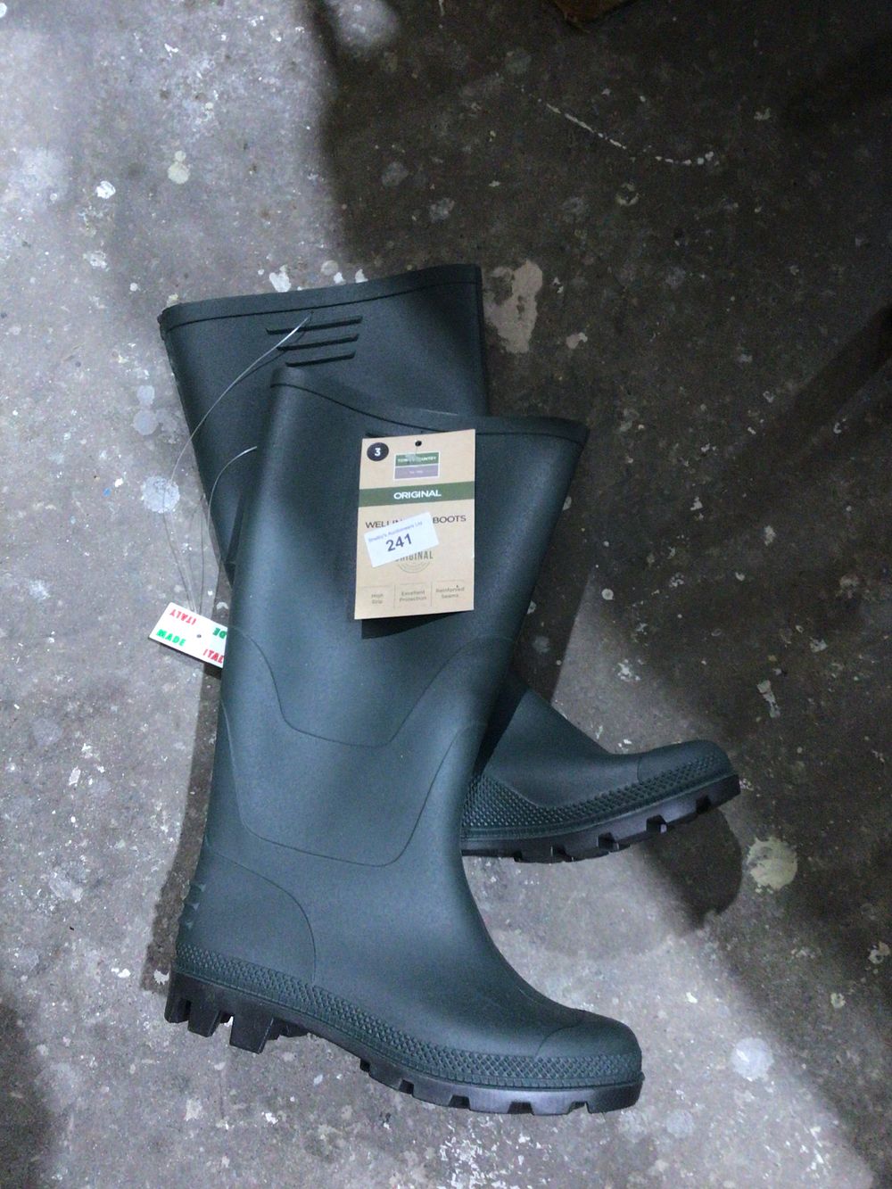 Lot 241: Pair of town and country new wellington boots...