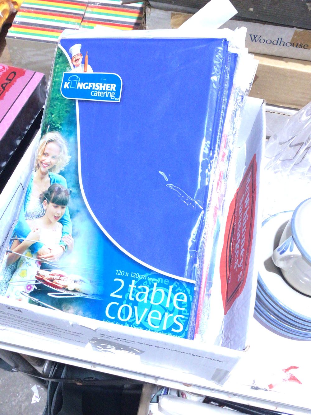 Lot 254: Box containing disposable table cloths 13 packs in...