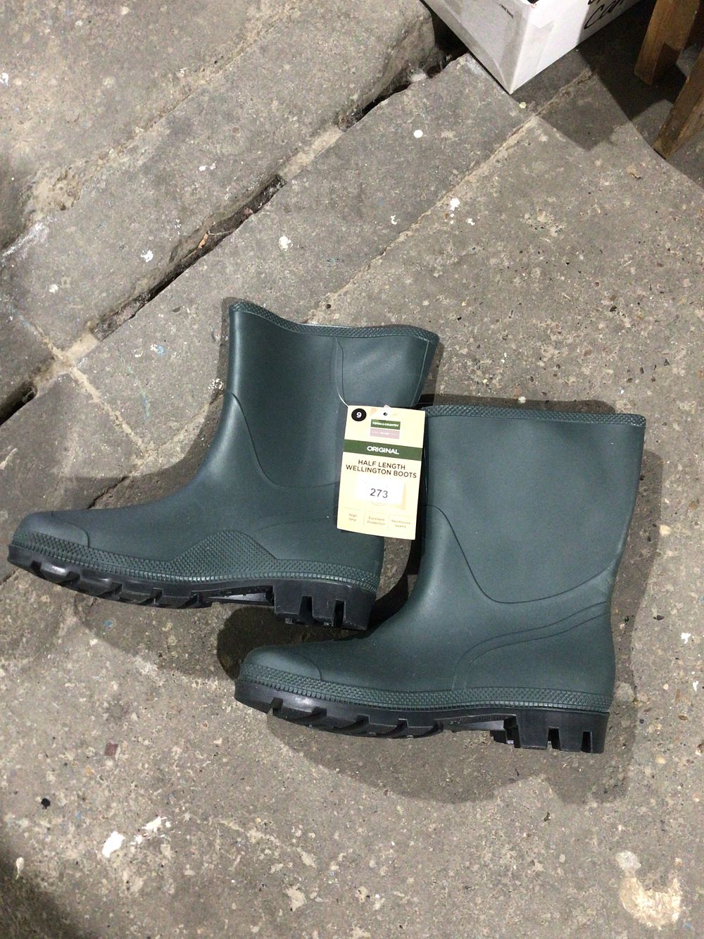 Lot 273: Pair of town and country new wellington boots...