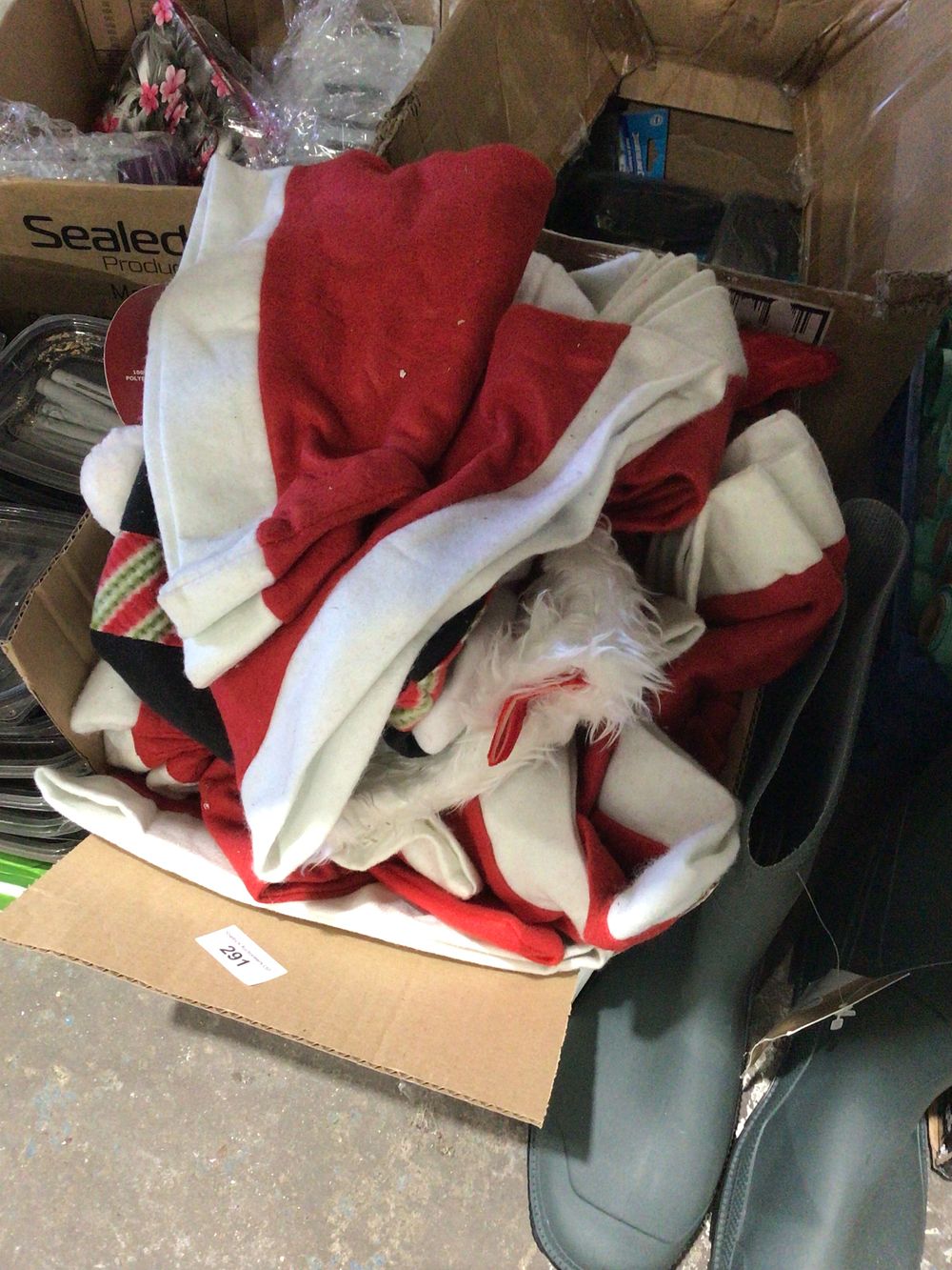 Lot 291: Box containing various new Santa hats