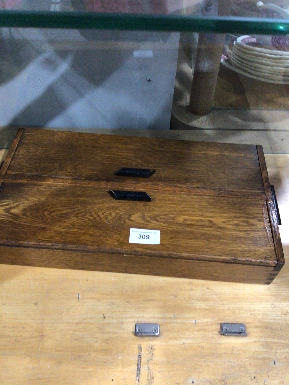 Lot 309: 1930s wooden cutlery box