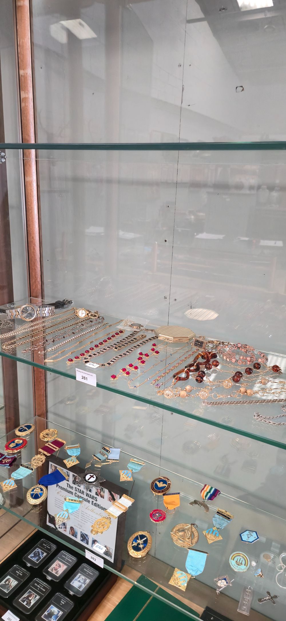 Lot 261: Selection of various costume jewellery, ware items with...