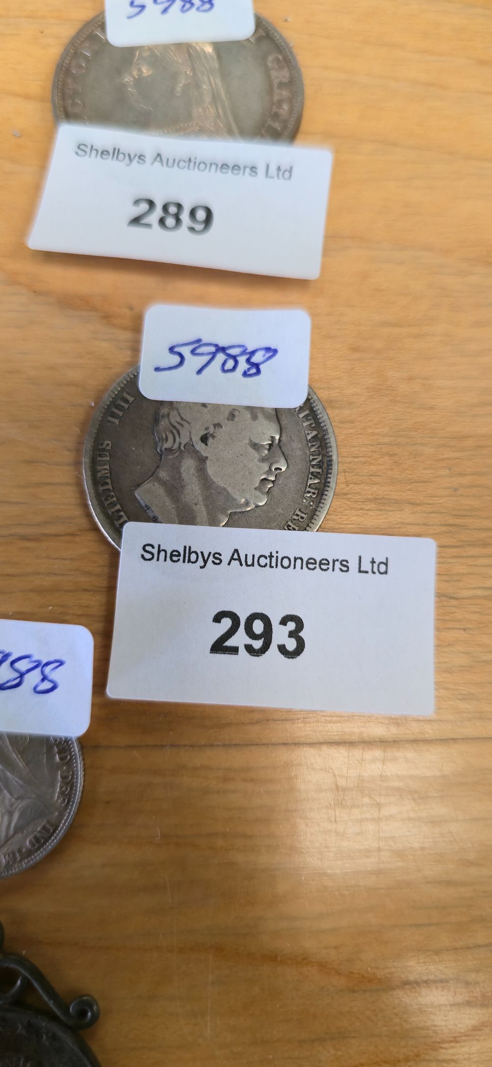 Lot 293: 1836 King, William IV Silver half Crown coin