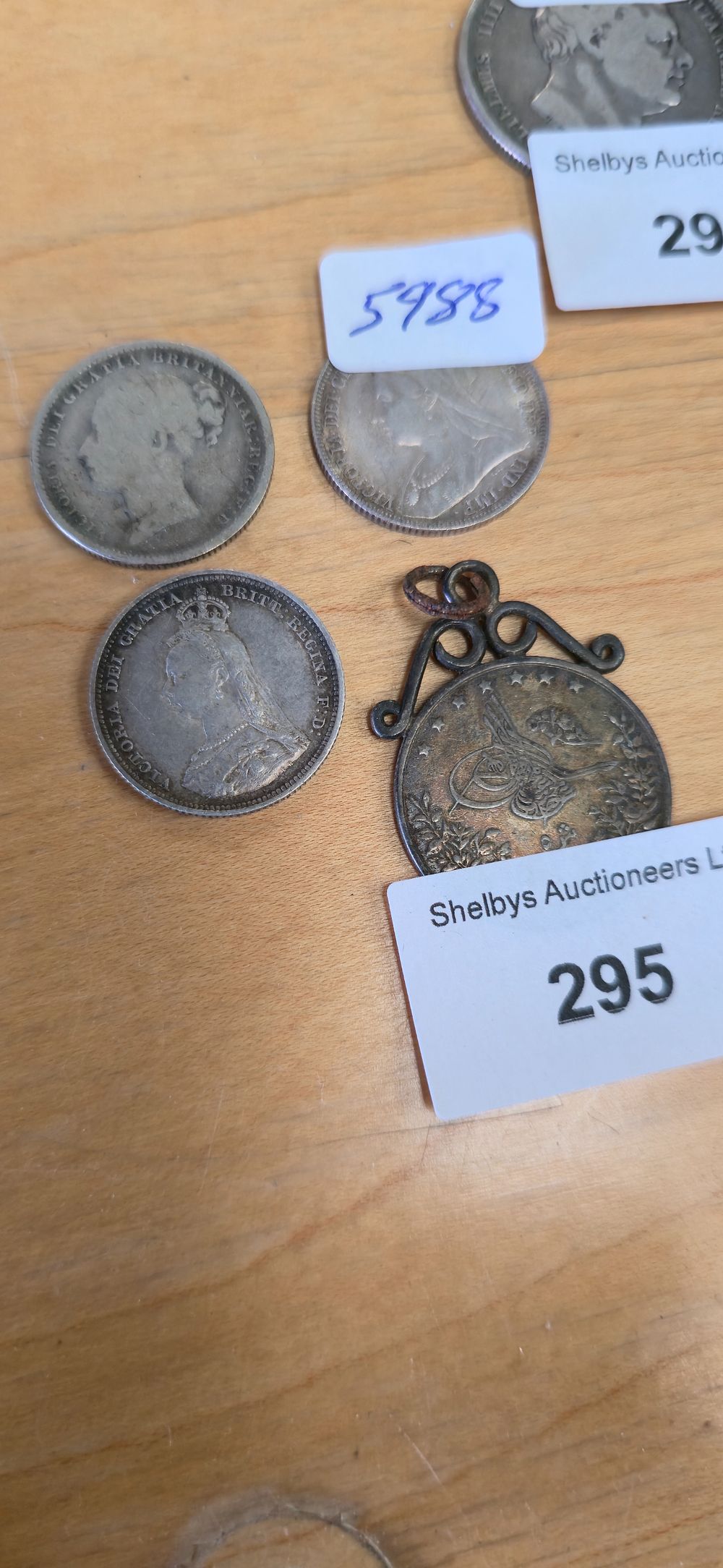 Lot 295: Four various silver Queen Victoria coins