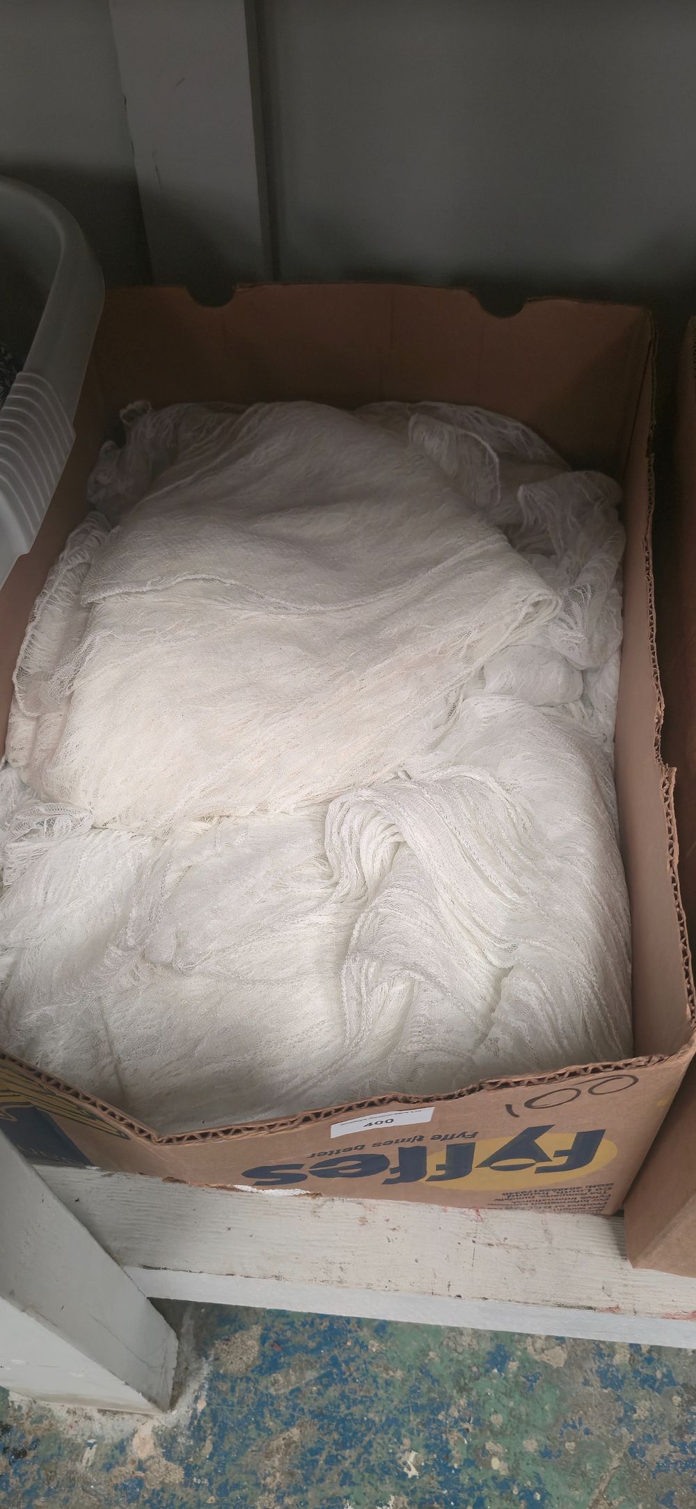 Lot 400: Box containing Ivory chair, tiebacks