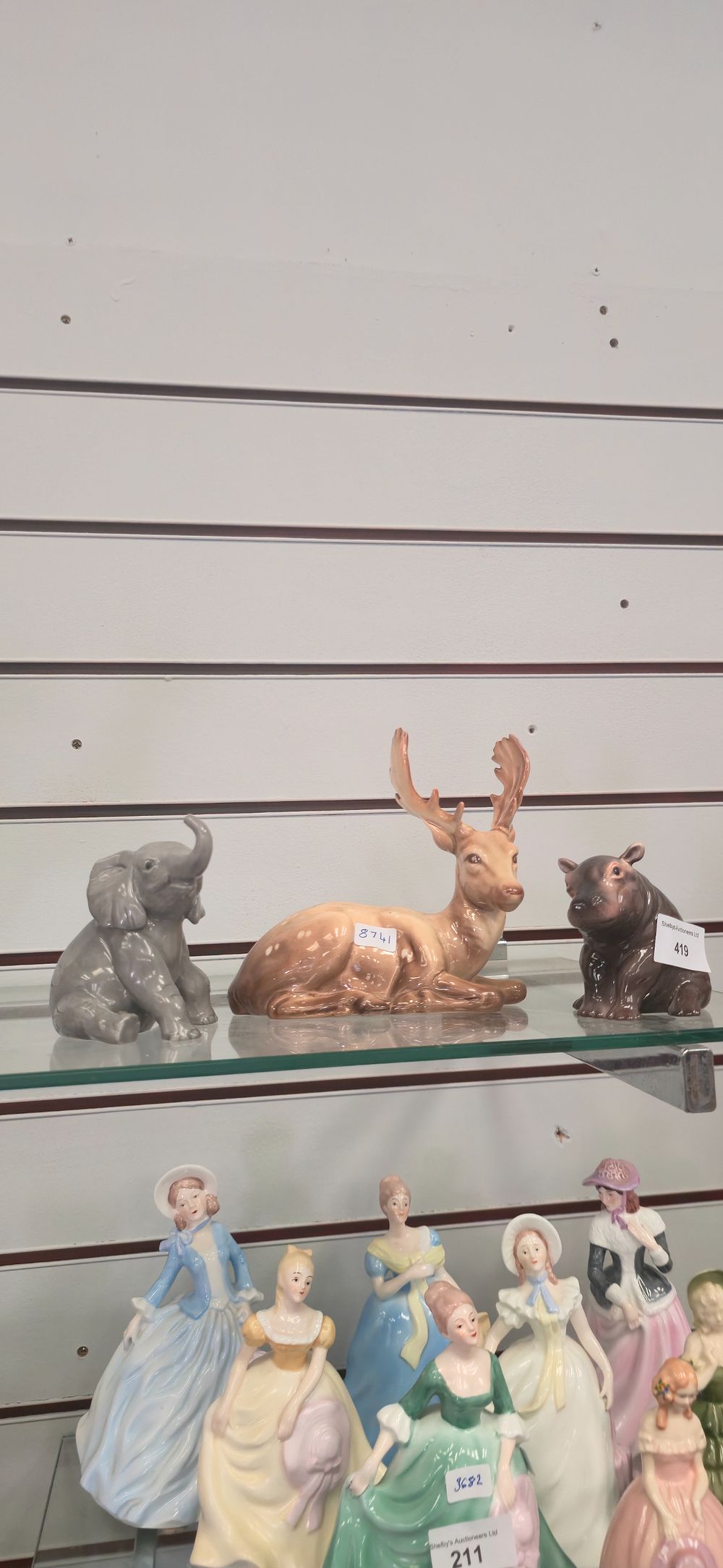 Lot 419: Three. Beswick Figurines Hippopotamus, stag and elephant