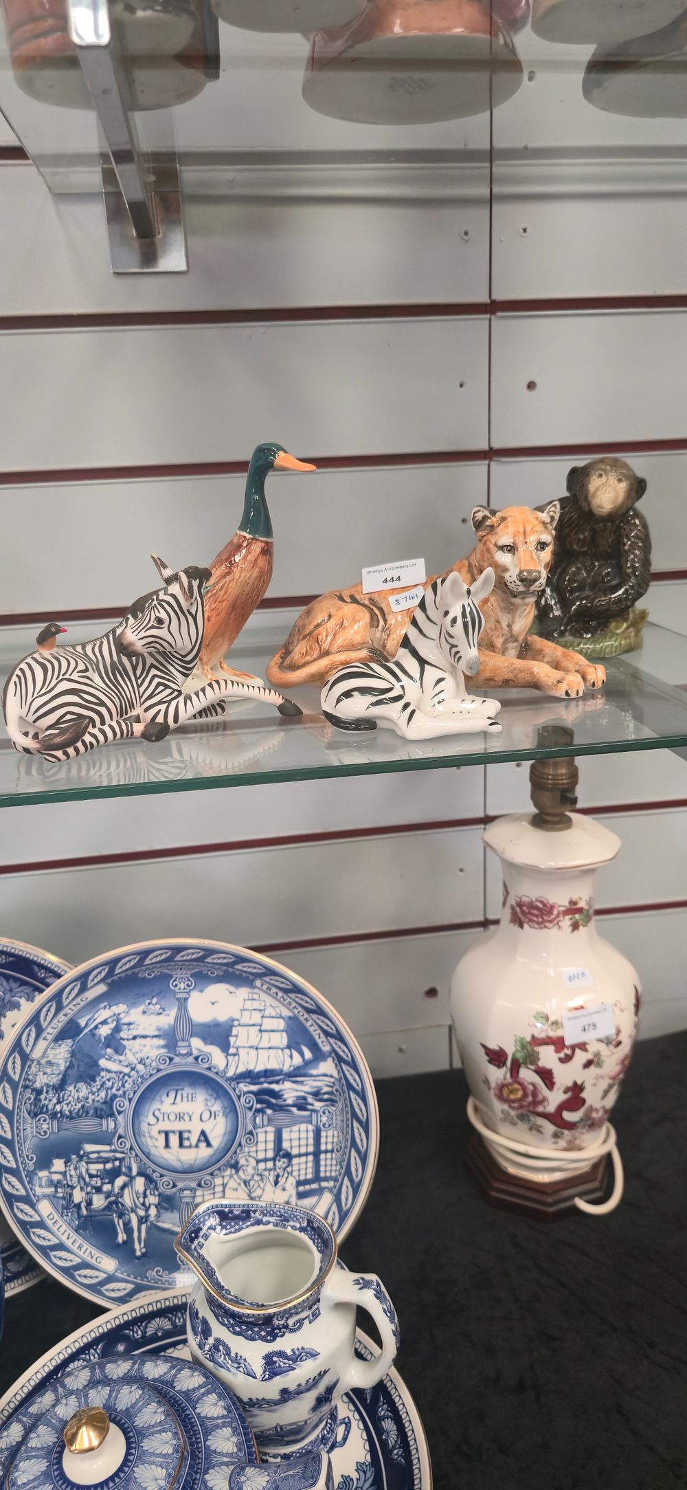 Lot 444: Franklin, Mint zebra figurine with Russian zebra,beswick goose...