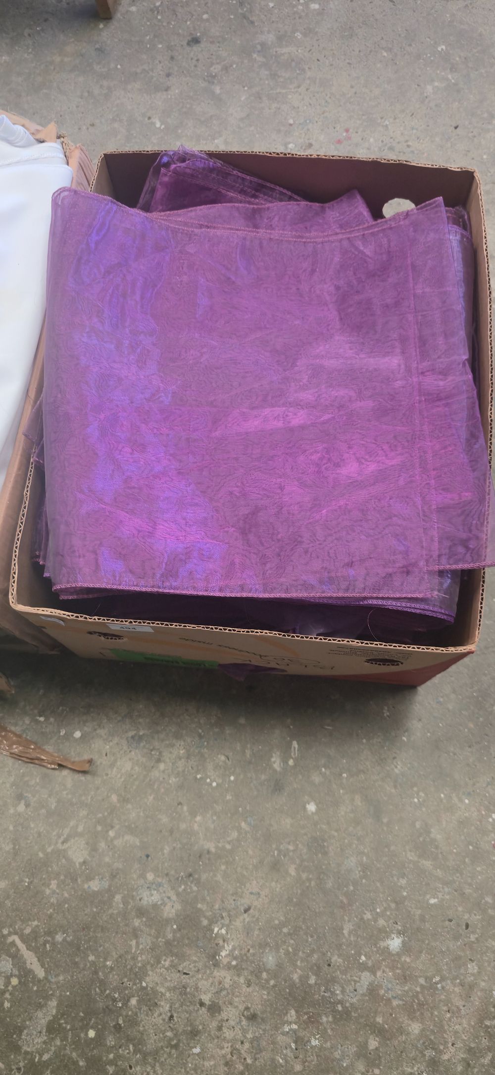 Lot 494: Box containing purple chair tie backs