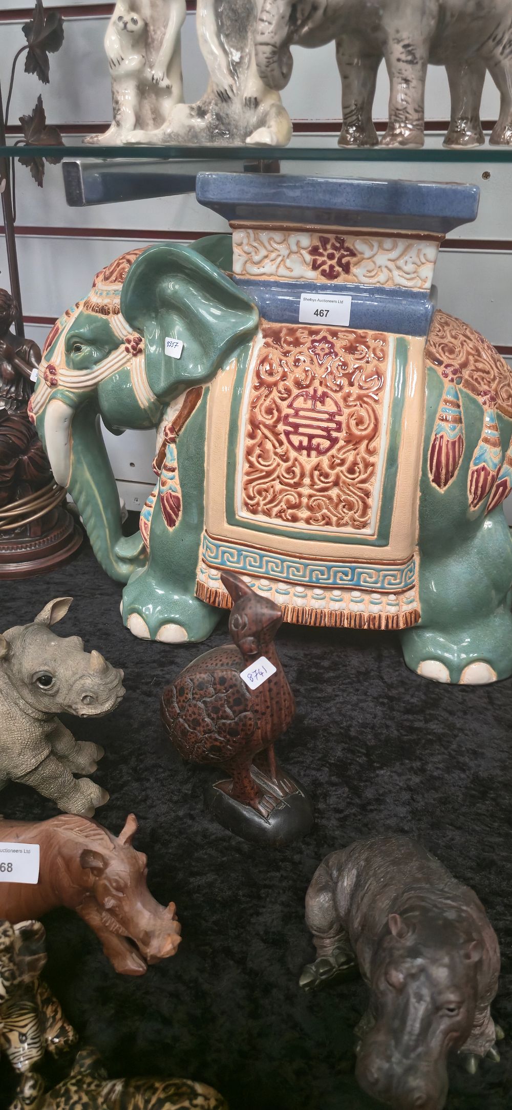 Lot 467: Reproduction, pottery, elephant garden seat