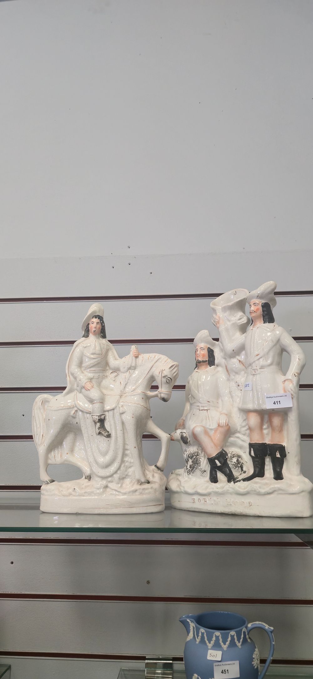 Lot 411: Large pottery, Staffordshire, flat back with lady on...