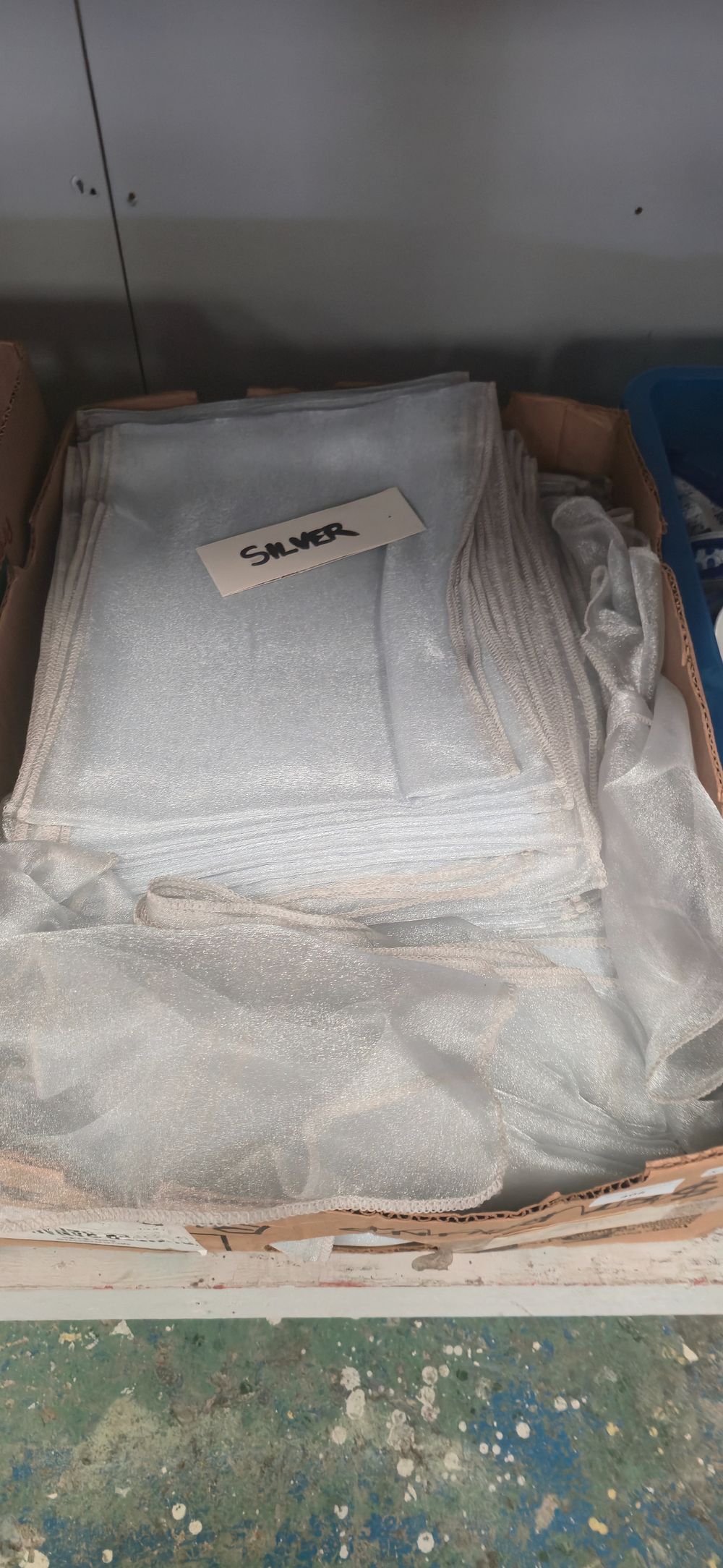 Lot 405: Box containing silver chair, tiebacks