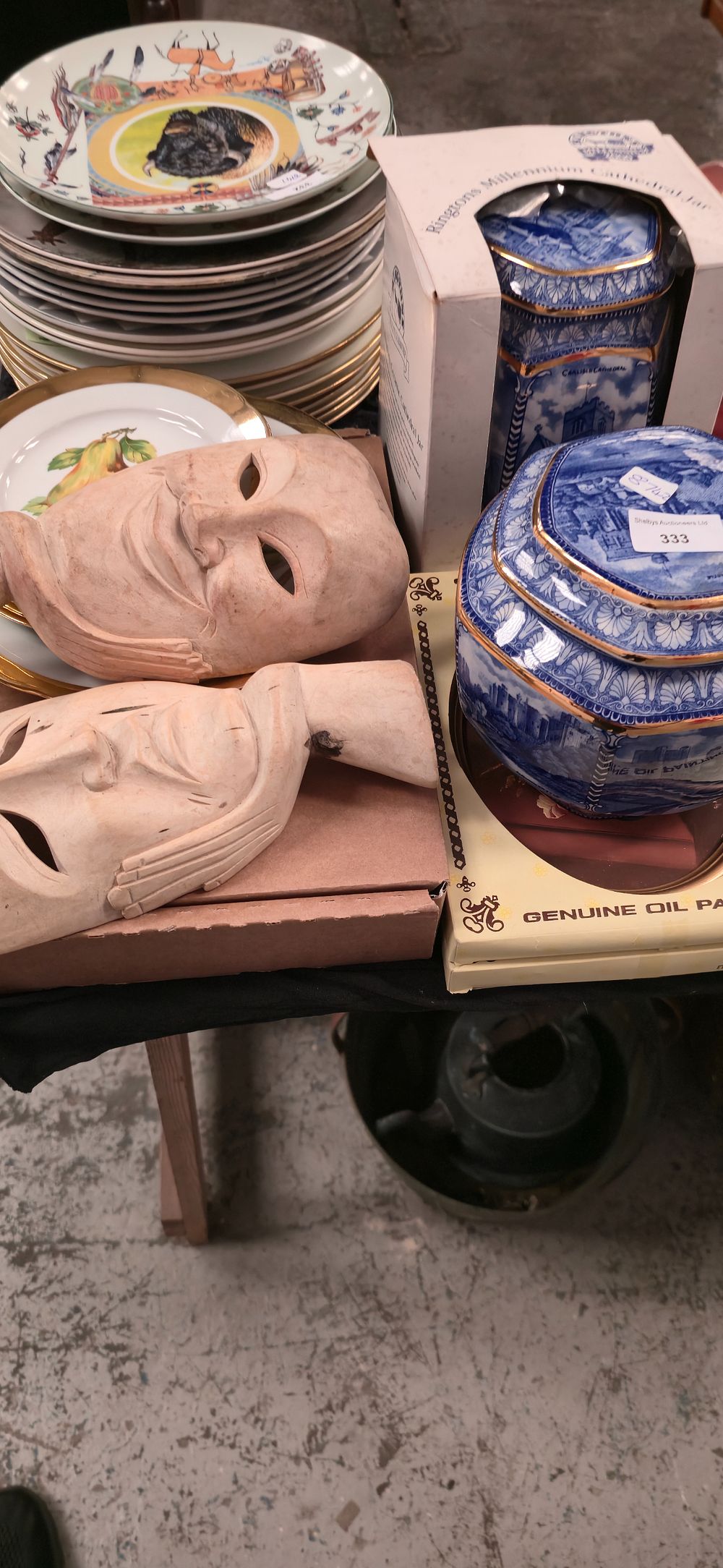 Lot 333: Ringtones pottery, ware items with two oil, paintings,...