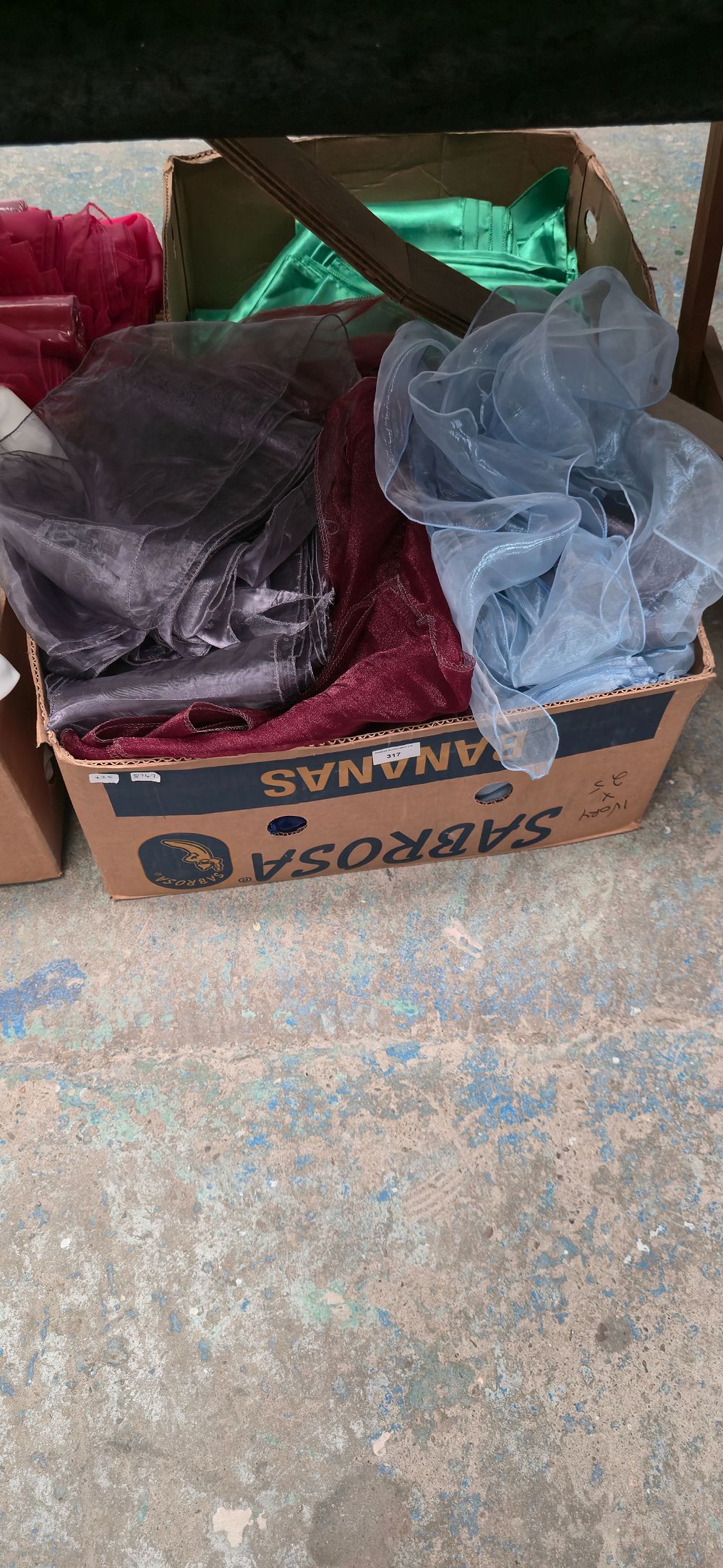 Lot 317: Box containing various mixed colour seat, tiebacks