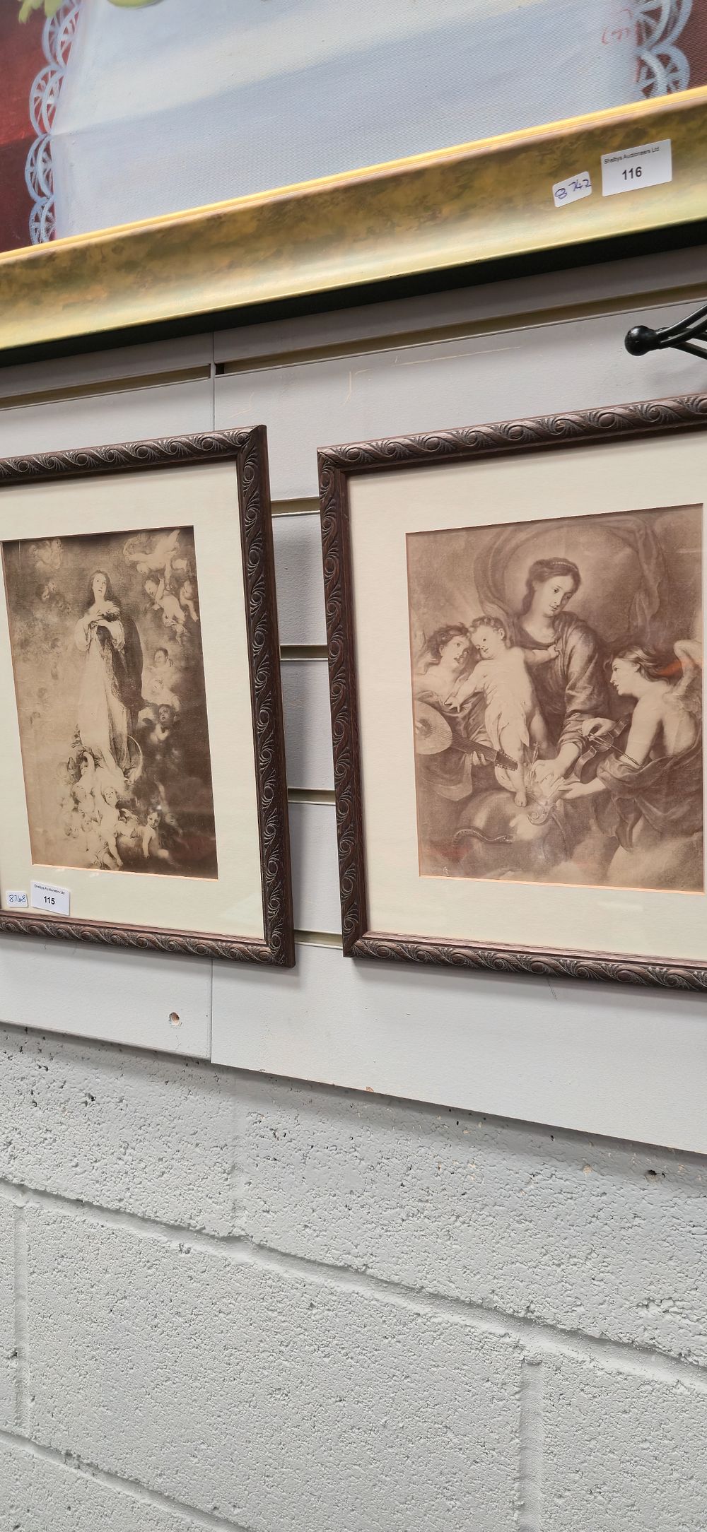 Lot 115: Two framed prints mother with children