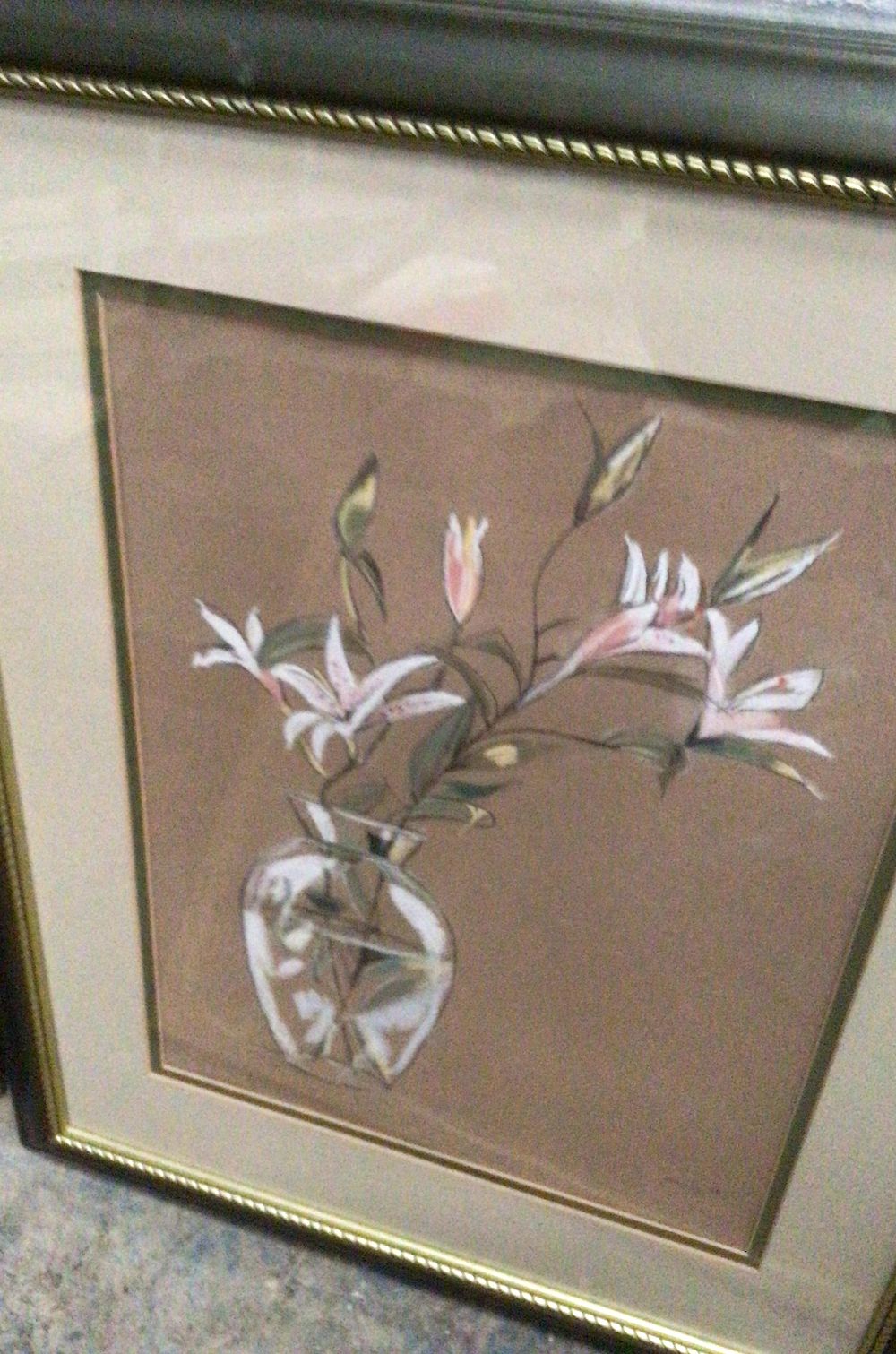 Lot 149: Mary: Floral Pastel and Print Artworks