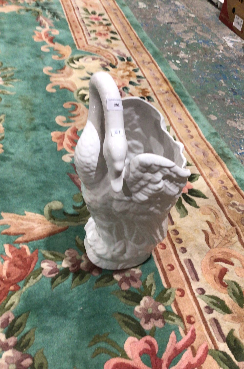 Lot 255: White Ceramic Swan Vase or Planter