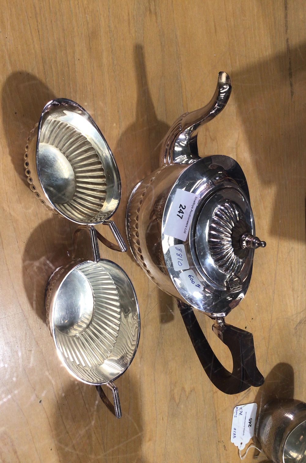 Lot 247: A Three-Piece Silver Tea Set