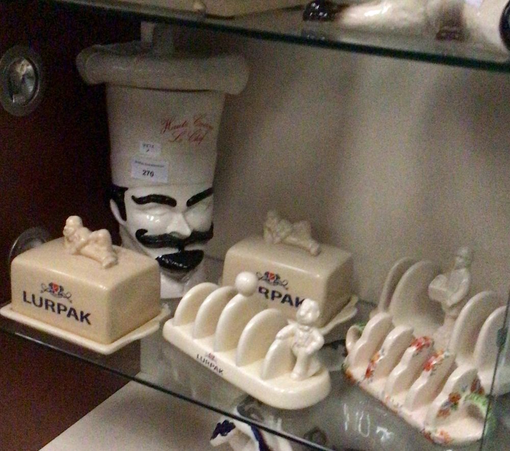 Lot 270: White and Black Ceramic Chef's Head Utensil Holder Jar