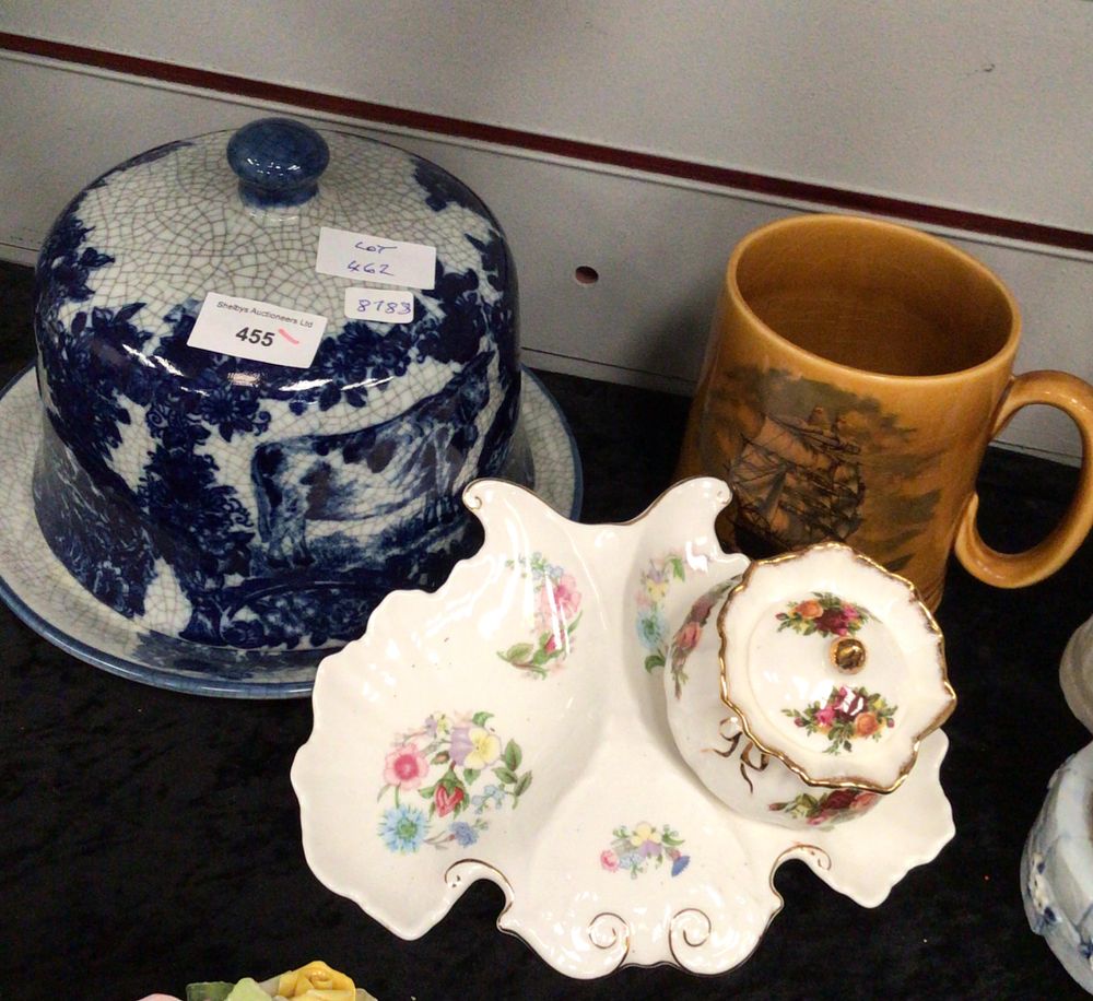 Lot 462: Victorian Cheese Dish, Royal Albert Trinket Dish Ect