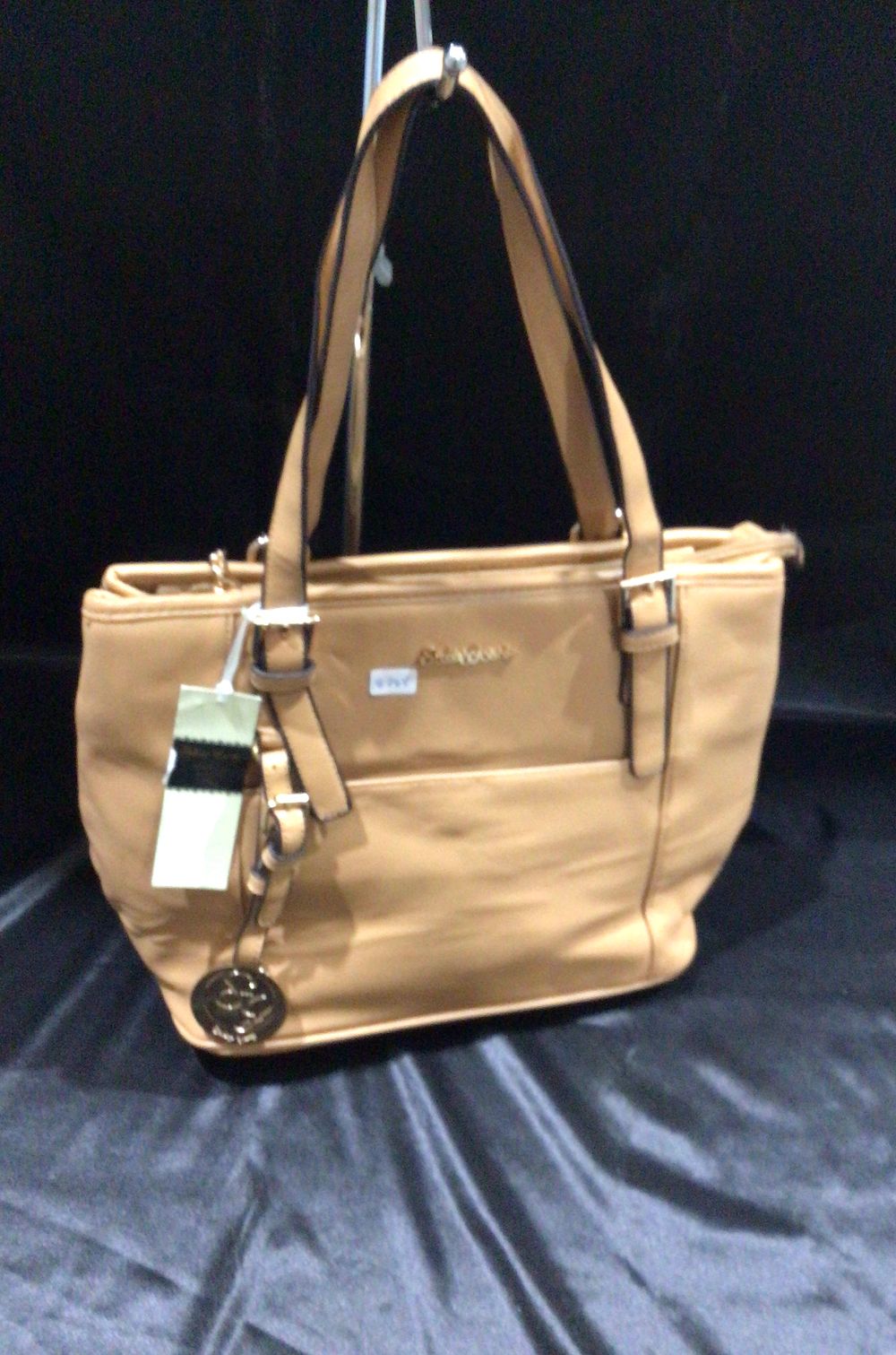 Lot 201: Textured Faux Leather Tote Bag with "SC" Charm