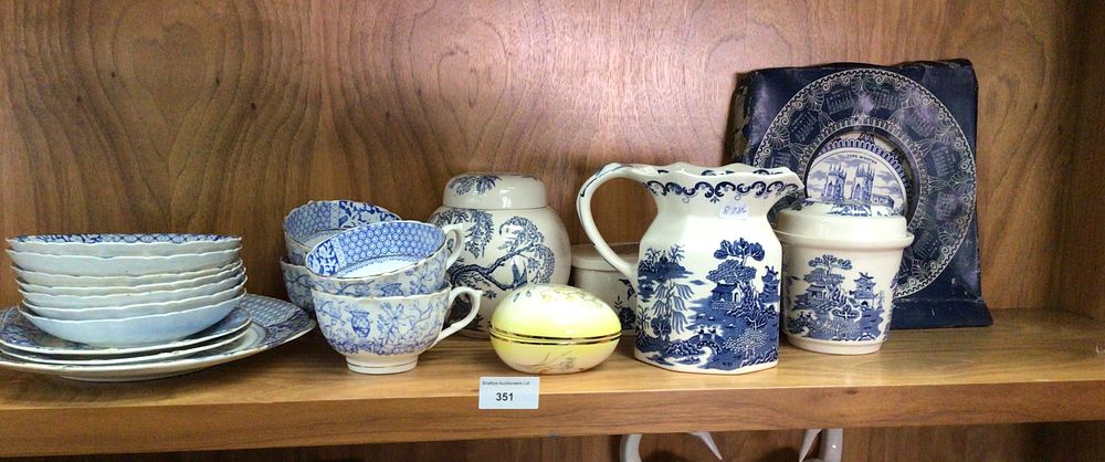 Lot 279: Selection of various Masons and ringtons pottery With Victorian, blue and white Tea set