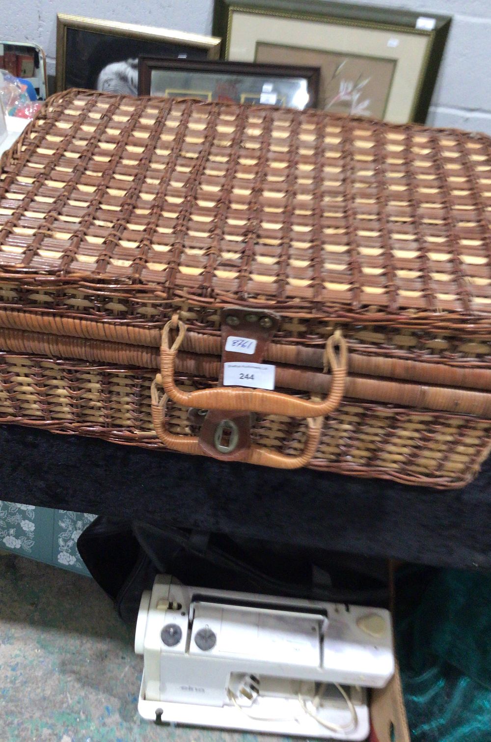 Lot 351: Vintage Wicker Picnic Basket with Place Settings
