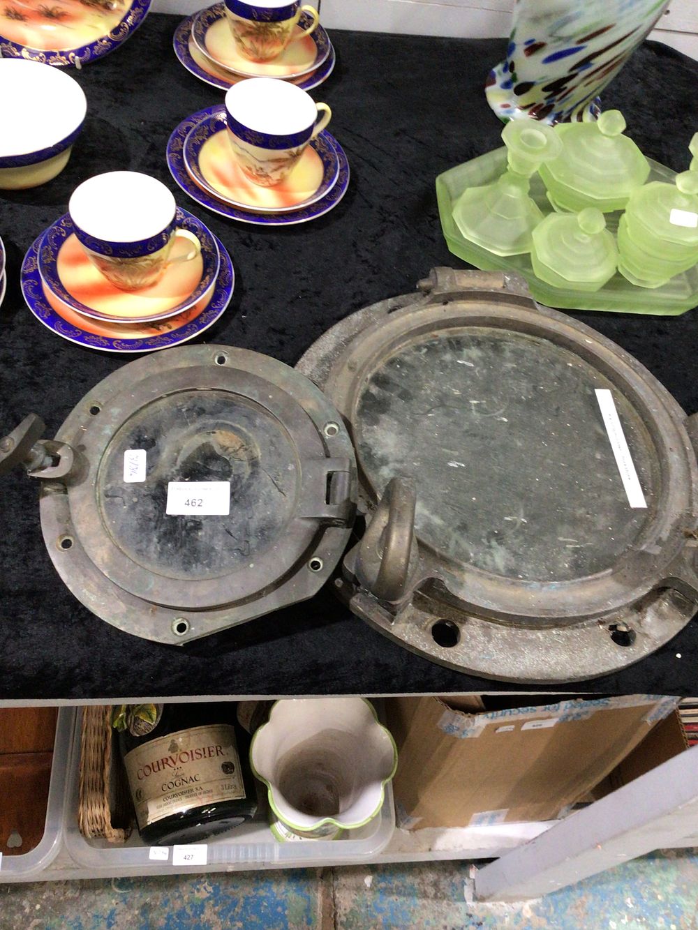 Lot 419: Two large heavy brass ships, port hole  windows