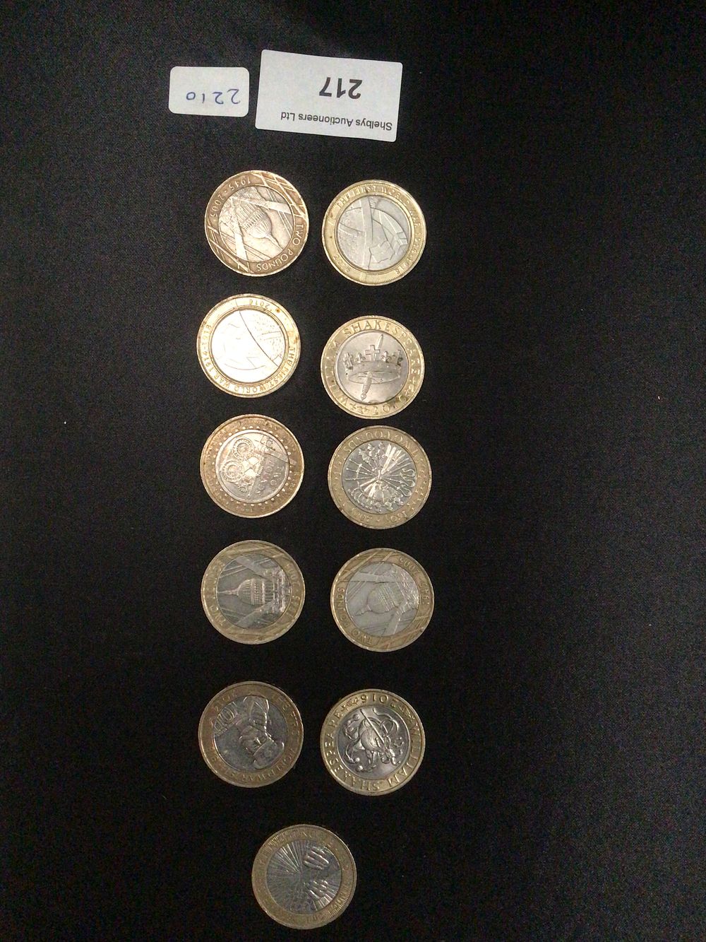 Lot 217: A Group of Ten Various Commemorative Bimetallic £2 Coins