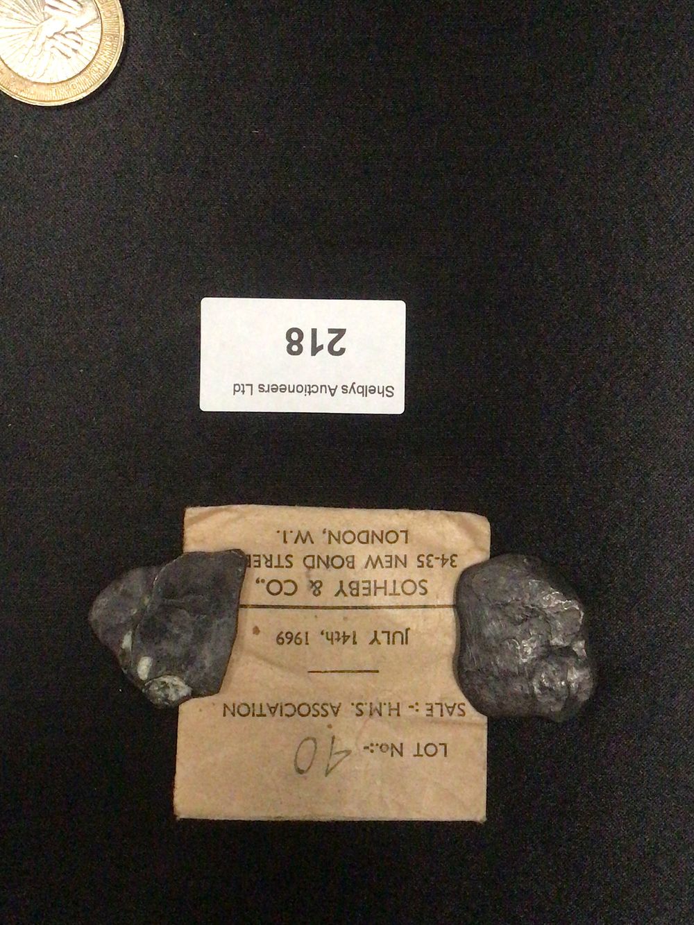 Lot 218: Two Irregular Metallic Pieces from the HMS Association Sale 1969 Sotheby's sale