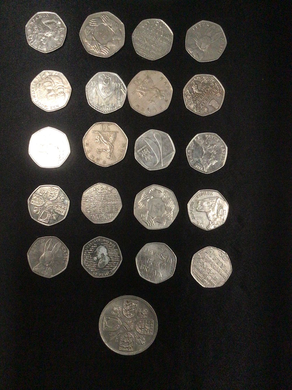 Lot 219: Twenty Various Collectors 50p and Five Shilling Coin