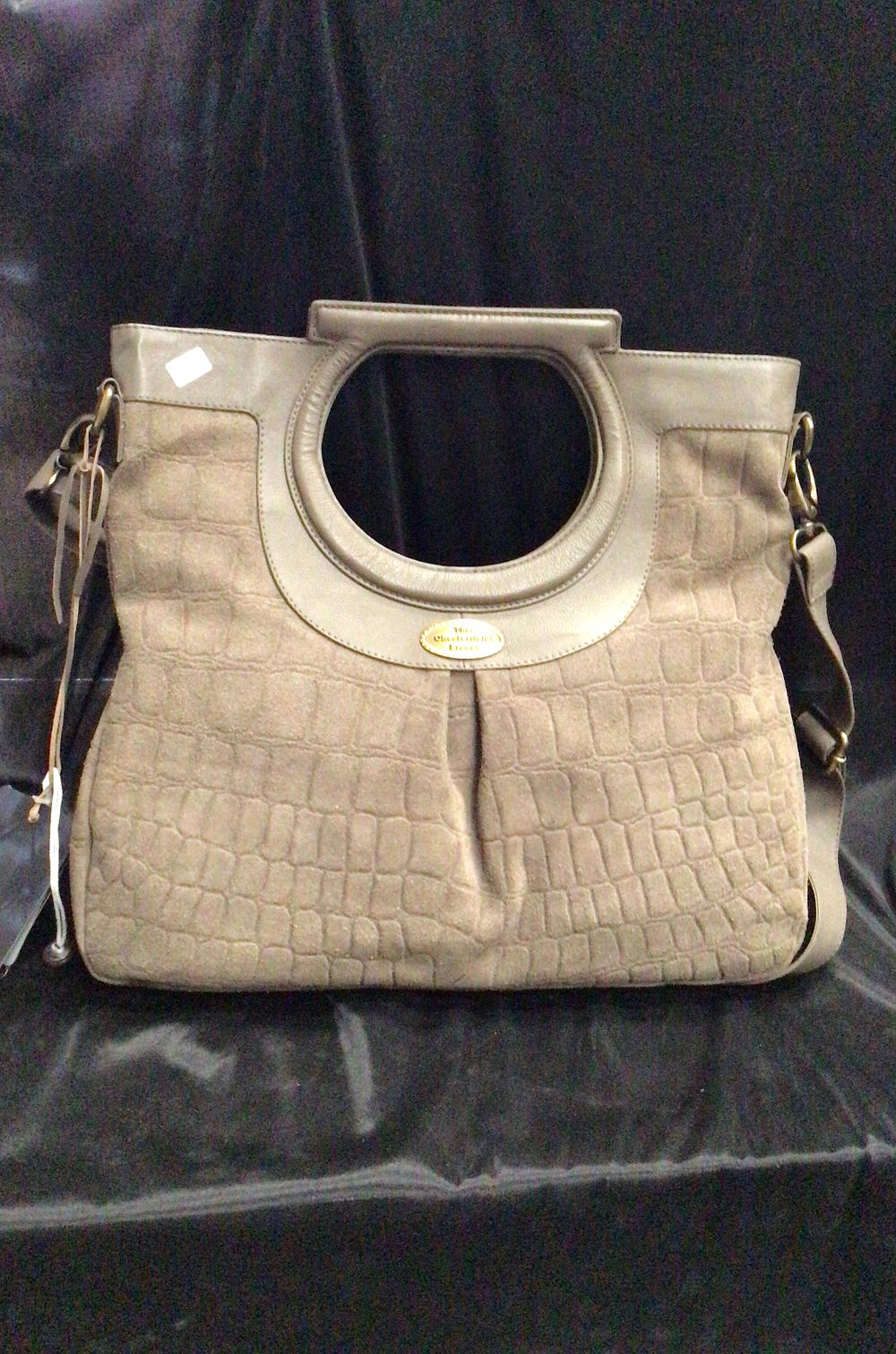 Lot 166: Embossed Crocodile Textured Handbag with Cutout Handle