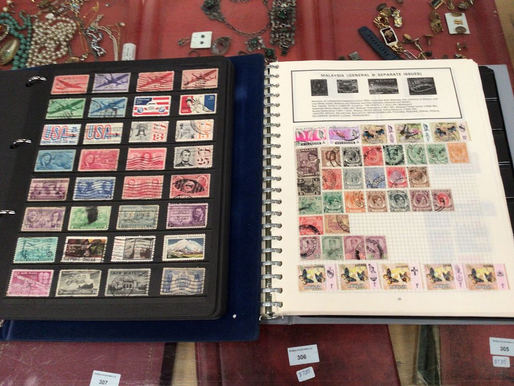Lot 173: Two stamp albums containing foreign stamps, British, including Czechoslovakia, Portugal, etc