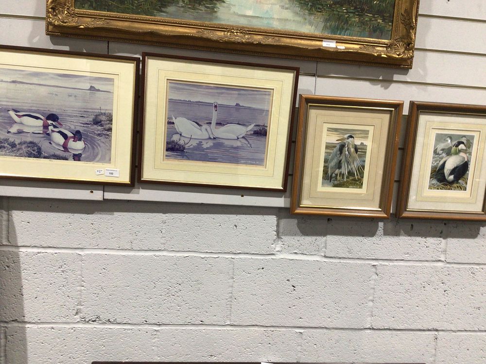 Lot 152: A Group of Four Framed Bird prints by David binns