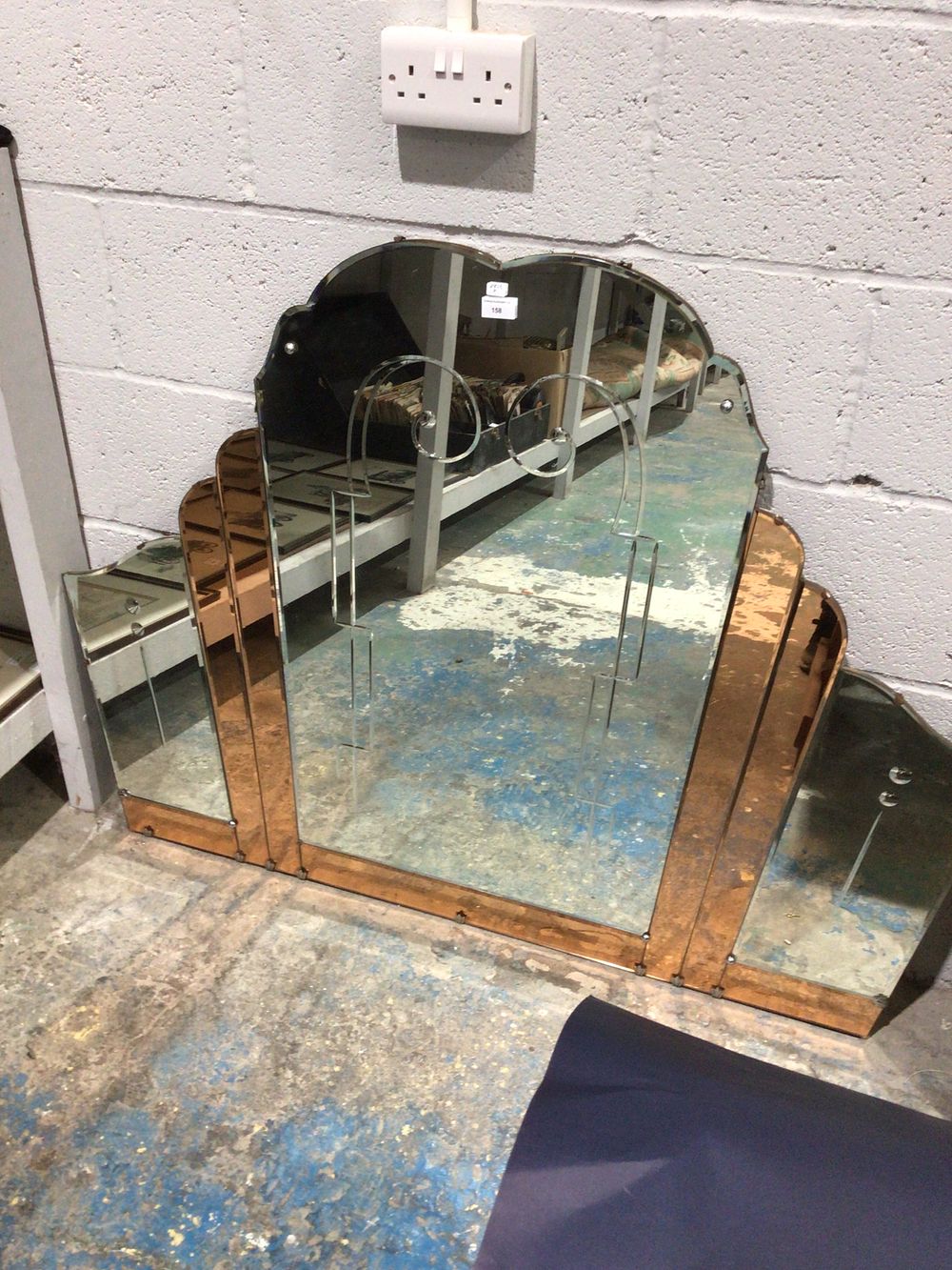 Lot 158: Art Deco Peach Glass Bevelled Wall Mirror, 1930s