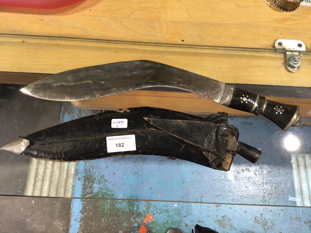 Lot 182: Vintage Indian Gurkha Kukri Knife with Scabbard