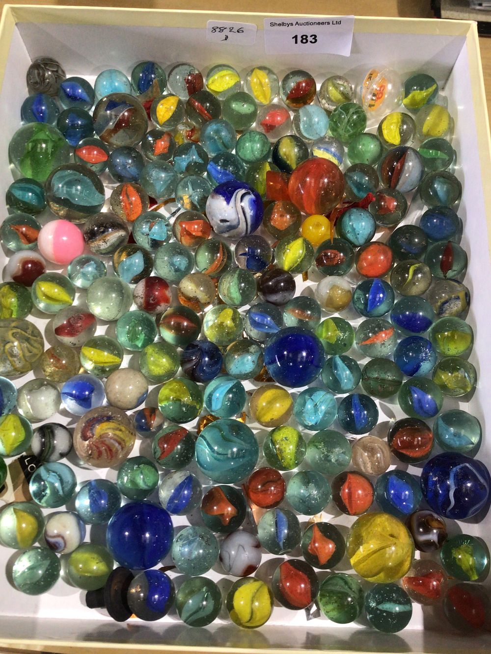 Lot 183: A Large Collection of Multi-Colored Cats Eye Glass Marbles