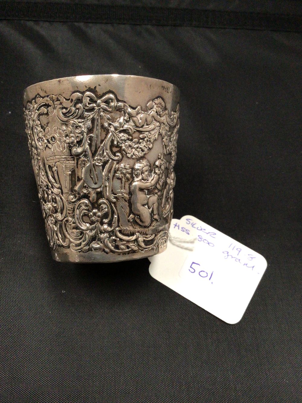 Lot 247: Antique Ornate 800 Silver Cup