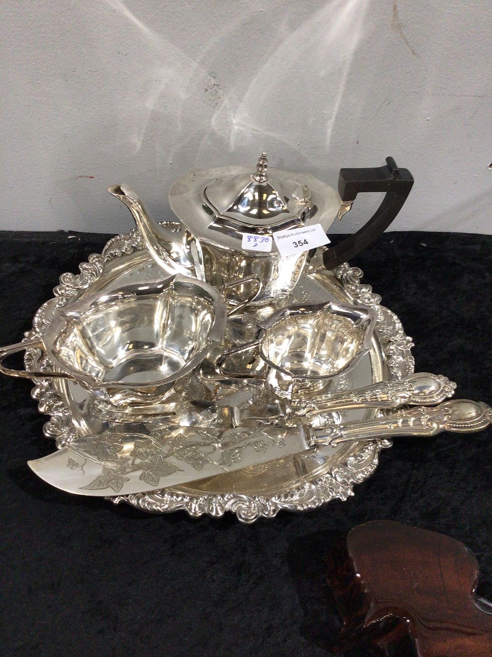 Lot 354: Silver Plated Six-Piece Tea Service set
