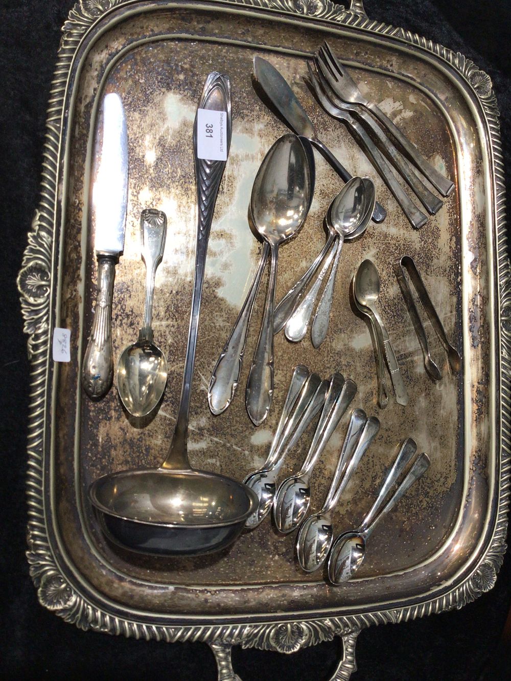 Lot 381: A Group of Silver Plated Flatware and Serving Pieces