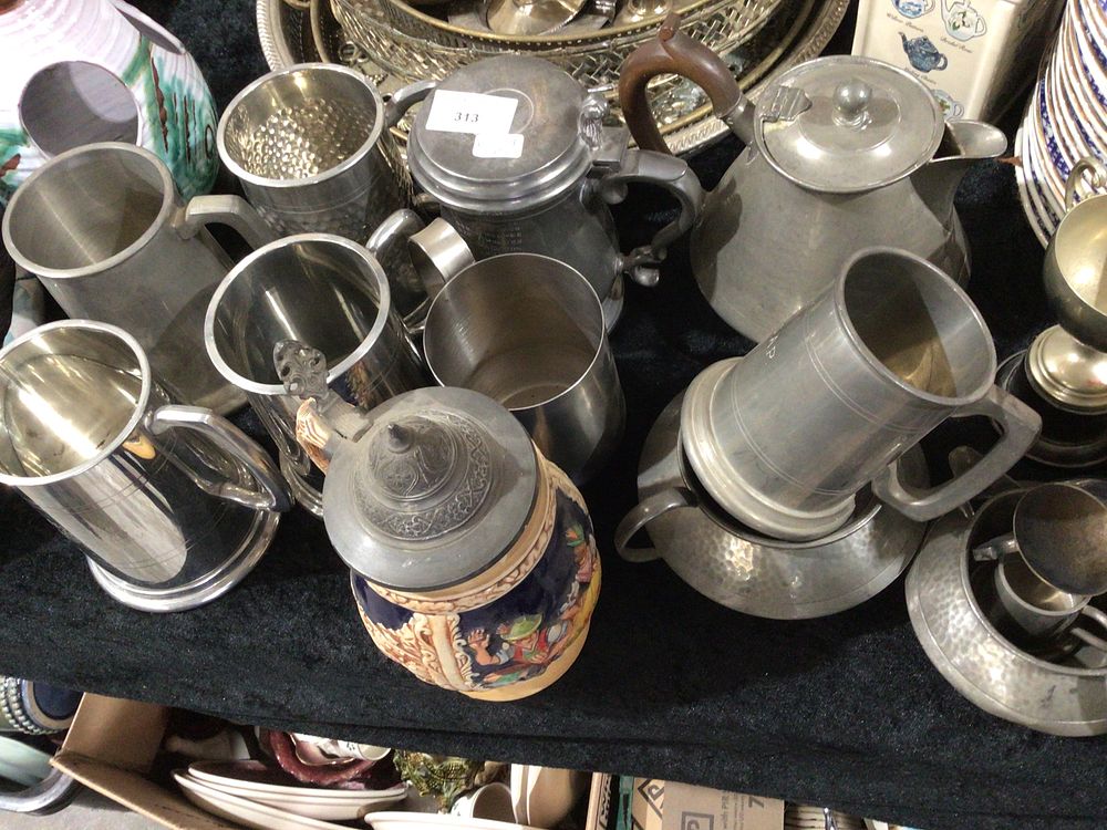 Lot 313: A selection of various German Steins and various other tankards